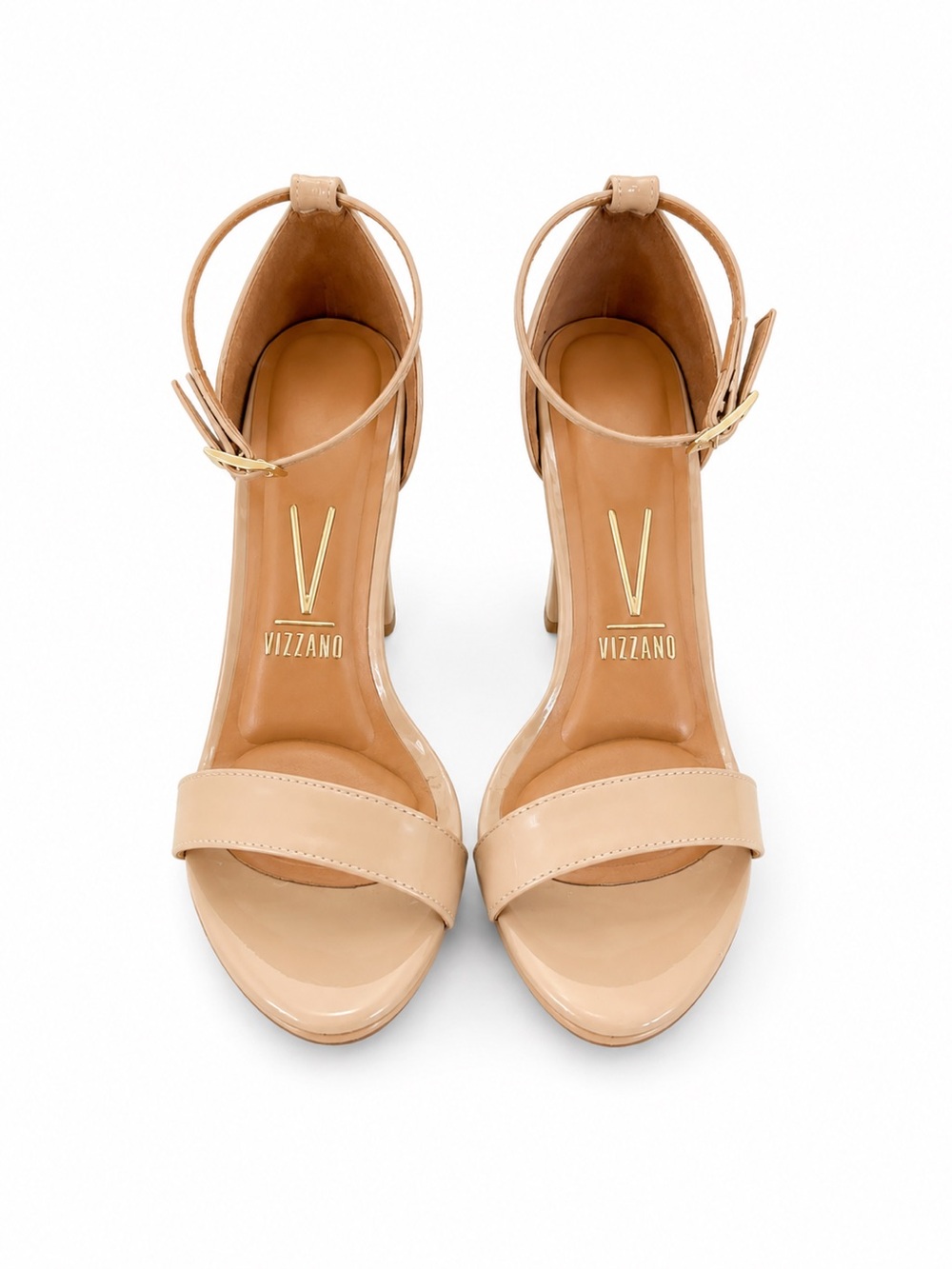 Vizzano Nude Patent Ankle Strap Heels Size 6 Made in Brazil